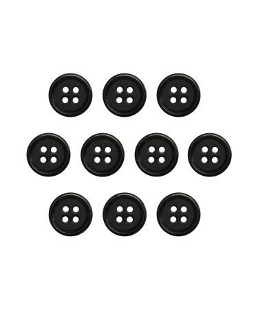 Buttons 1/2 Inch (1/2) 4 Hole 10 Pieces - White Black Clear Pearl - Sewing Crafts Replacement Button - Perfect for Crafts, Coats, Shirts, Pants, Shorts, Cardigans, Blazers, Skirts (Black)