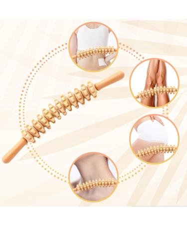 Buy 41cm Wooden Fascia Rod & 12-Wheel Massage Scooter - Natural Wood Roller for Neck Legs & Back Relief | International Shipping Available - Buy Online on GoSupps.com