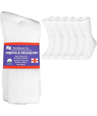 Physicians Approved Diabetic Crew Socks - 6 Pairs, Unisex, Black/Grey/White, Size 9-11 - Buy Online on GoSupps.com