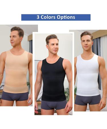 Men's Compression Shirt Slimming Body Shaper Vest | Workout Tank Top for Abs | X-Large White - Buy Online on GoSupps.com