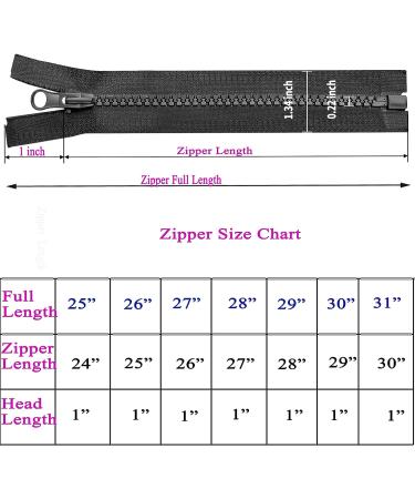 3 PCS 26 Black Separating Zippers - DIY Craft Zipper Replacement Kit for Coats, Jackets, and Clothes - Assorted Lengths - Sewing Supplies - Buy Online on GoSupps.com