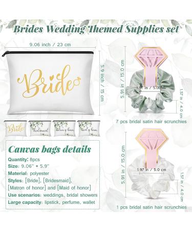24 Pieces Bride Bridesmaid Proposal Gifts Wedding Makeup Bag Gift Set Includes 8 Canvas Makeup Bags Matron of Honor Bag 8 Satin Hair Scrunchies 8 Compact Makeup Mirrors Bridal Shower (Green Leaves) - Buy Online on GoSupps.com
