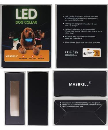 Masbrill Luminous LED Dog Collar - Waterproof Adjustable Safety Collar for Small & Medium Dogs - 3 Lighting Modes - Purple (48-60cm) - Buy Online on GoSupps.com