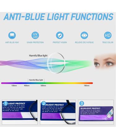 MMOWW 3-Pack Reading Glasses for Men & Women - Sporty Anti-Blue Ultra Light TR90 Frame Computer Glasses - Work & Reading Aid - 2.0X Magnification - 3 Mixed Colors - Buy Online on GoSupps.com