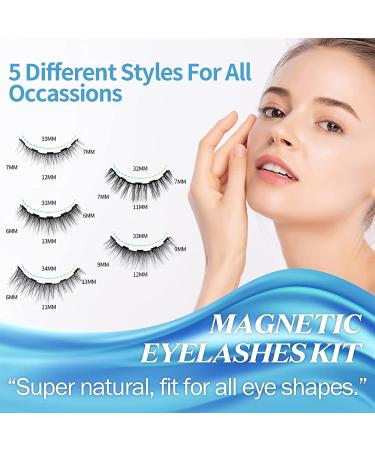 EARLLER Natural Magnetic Eyelashes Kit - 5 Pairs Short Small Magnetic Lashes with Waterproof Strong Magnetic Eyeliner - Easy to Apply & Remove - Natural Looking - Includes 2 Tubes of Liner & 1 Brush - Buy Online on GoSupps.com