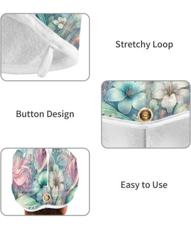 Super Absorbent Mermaid Girl Hair Towel 2 Pack | Quick Dry Flower Design Turbans for Women & Girls - Buy Online on GoSupps.com