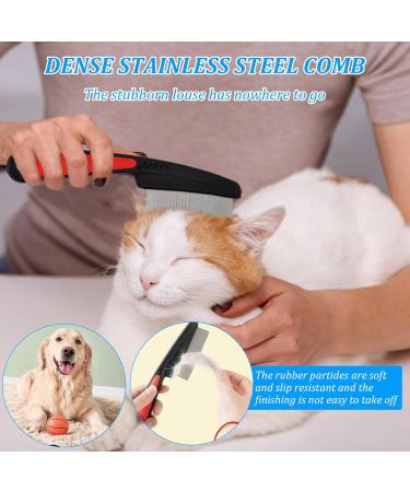 Professional Flea Comb for Dogs & Cats - Stainless Steel 2-Piece Pet Care Set for Lice Removal & Stain Protection - Buy Online on GoSupps.com