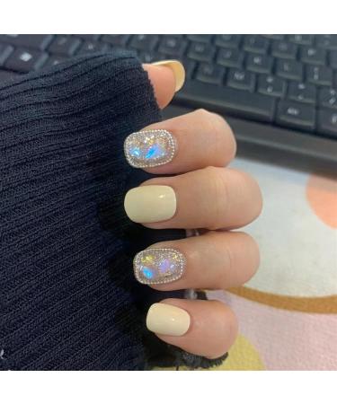 Handmade Wearing Nail Short Style Summer Flash Fake Nail Patch Water Diamond(M) - Buy Online on GoSupps.com