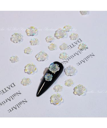 Nails Art Accessories Glitter Stones Manicures DIY Nail Art Decorations Aurora/White/Mix Color Camellia 3D Resin(02) - Buy Online on GoSupps.com