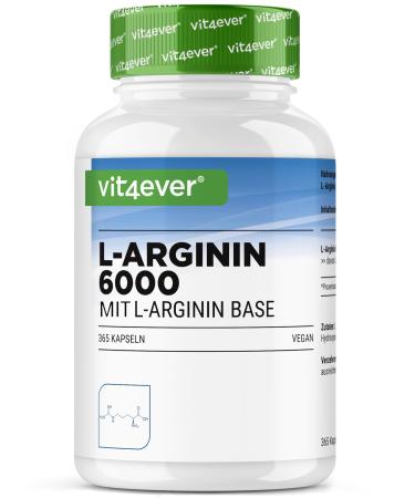 L-Arginine - 365 capsules - 6000 mg de L-arginine pure par dose journali re - Fabriqu par fermentation v g tale - Hautement dos - Sans additifs - Vegan