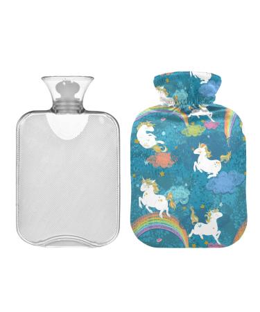 Hot Water Bottle 2L with Cover Cute Baby Unicorns Hot Water Bottle for Pain Relief Hand Feet Warmer Winter