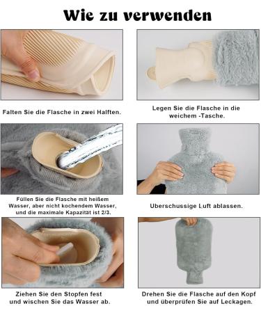 3L Large Hot Water Bottle with Soft Fleece Cover & Kangaroo Pocket - XXL Heat Bottle for Children & Adults | International Shipping Available - Buy Online on GoSupps.com
