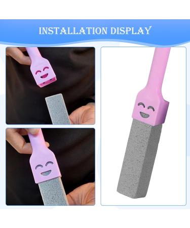 Pumice Stone Toilet Brush Set - 3 Pieces with Handle for Effective Toilet Cleaning | Gray & Pink | International Shipping Available - Buy Online on GoSupps.com