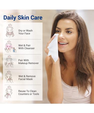 100-Count Biodegradable Face Clean Towels for Sensitive Skin - Lint-Free Disposable Facial Wash Cloths for Skincare & Makeup Removal - Buy Online on GoSupps.com
