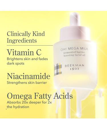 Beekman 1802 Oh! Mega Milky Oil Facial Oil Includes 1 fl oz & 0.5 fl oz Bottles Niacinamide & Vitamin C for Radiance & Barrier Support Fragrance Free Cruelty Free Packaging May Vary - Buy Online on GoSupps.com