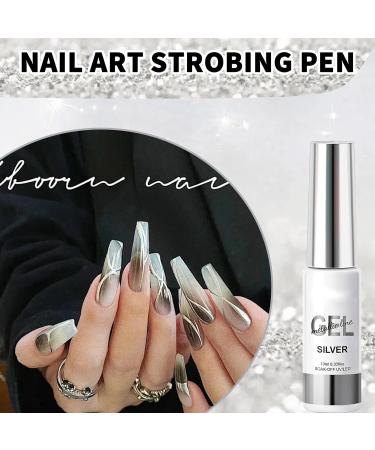 FunnAura Metallic Gel Nail Polish Silver 3D Metal Effect Liner Mirror Chrome Nail Art Paint - Buy Online on GoSupps.com