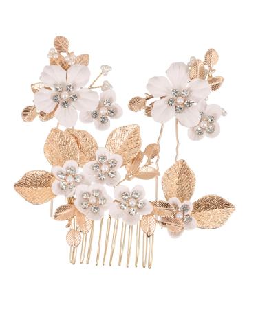 VINTORKY 1 Set Leaves and Flowers Hair Comb Flower Hair Decorations Womens Headpiece Hair Accessories for Women Girl Headpiece Bride Headdress Wedding Hairpin Bride Headpiece Hair Comb Clip