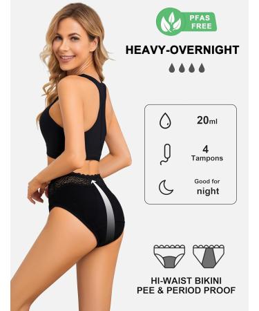 Leovqn Lace Trim Period Pants for Women - Heavy Flow Menstrual Underwear | Leakproof Postpartum Briefs - Size L - Buy Online on GoSupps.com