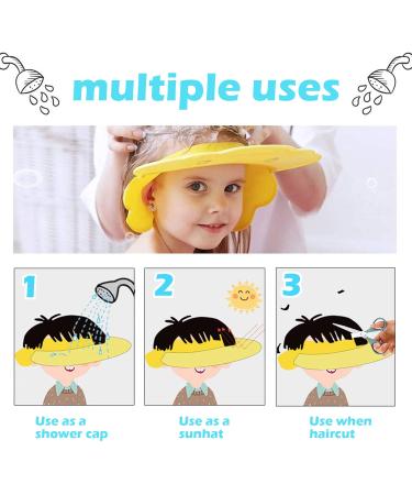 Silicone Hair Washing Hat for Toddlers | Adjustable Shampoo Cap for Kids - Yellow - Buy Online on GoSupps.com