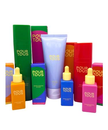 Pour Tous Complete Skincare Set 6-Piece Collection with Cleanser Moisturizer Serum and Boosters - Buy Online on GoSupps.com