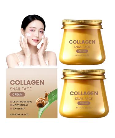 WRANBAO Moisturizing antiwrinkle and rejuvenating cream with snail collagen facial cream with snail collagen moisturizing firming suitable for dry and sensitive skin 2 pieces