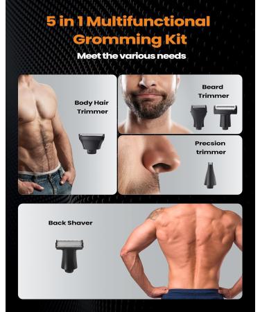 NUBACK 5-in-1 Back Shaver for Men | Electric Body Hair Trimmer with Long Handle | Rechargeable & Travel-Friendly Self-Service Shaver - Buy Online on GoSupps.com