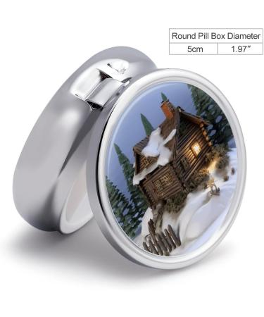 Rustic Wooden Pill Box | 3 Compartment Travel Pill Organizer | Portable Medicine Case for Purse & Pocket | Cottage Scenery Design - Buy Online on GoSupps.com