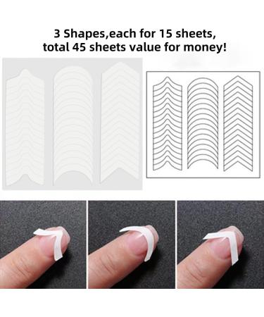 2000-Piece Self-Adhesive French Manicure Nail Art Stickers - DIY Decoration Stencil Tools with 3 White Half-Moon Designs - 45 Sheets - Buy Online on GoSupps.com