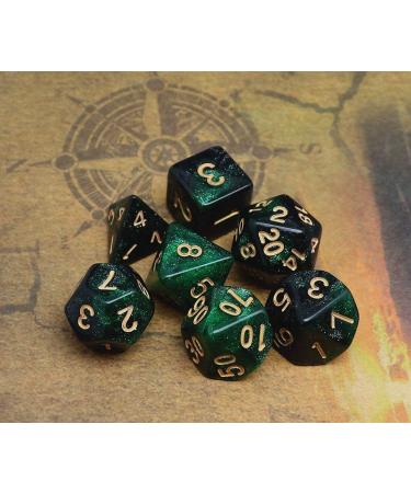 CREEBUY Polyhedral DND Dice Set - Green Mix Black Nebula Glitter Dice for D&D RPG Games - Buy Online on GoSupps.com