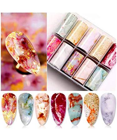 Deco Foil Transfer Sheets 10 Sheets Nail Art Stickers Tips Foil Nail Wraps Nail Transfer Foil Marble Nail Foil Transfer Sticker for Women Girls Manicure Charms Decorations Assorted Color - Buy Online on GoSupps.com