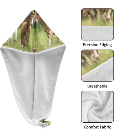 Super Absorbent Running Ponies Hair Towel 2 Pack - Quick Dry Hair Turbans for Women & Girls - Perfect for Foals & Horses - Buy Online on GoSupps.com