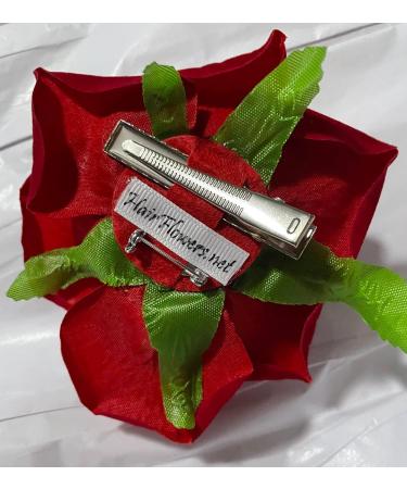 Dark Red Velvet Rose Hair Flower Clip and Pin - Medium | Elegant Accessory - Buy Online on GoSupps.com