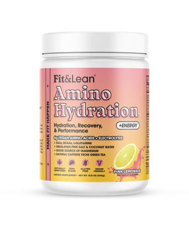 Fit & Lean Amino Hydration Plus Energy Pre Workout Powder 6g Vegan Essemtial Amino Acids EAA BCAA Glutamine Electrolytes & Natural Caffeine Pink Lemonade 30 Serve Pink Lemonade 12.9 Ounce (Pack of 1)