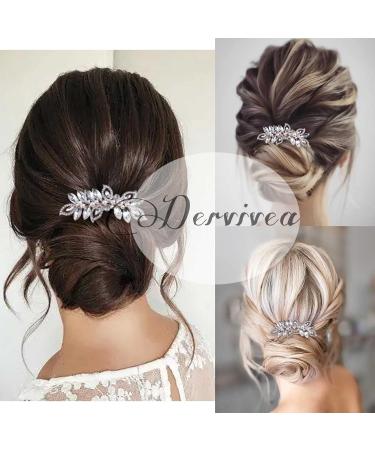 Dervivea Wedding Bridal Hair Comb Rhinestone Leaf Hair Combs Gold Pearl Side Comb Headpiece Bridesmaids Leaf Hair Comb Decorative Hair Accessories for Women and Girls Headdress - Buy Online on GoSupps.com