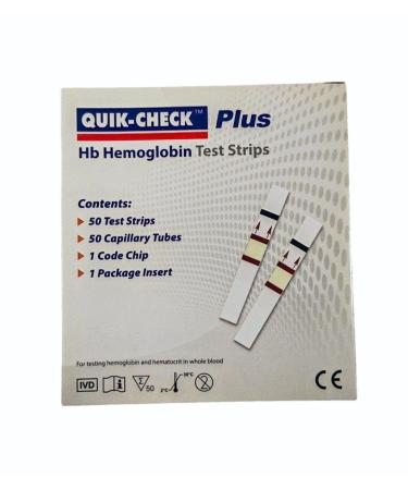 Quick-Check Plus HB Hemoglobin Testing 50 Strips White