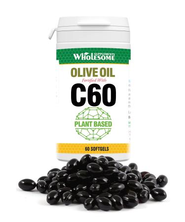 C60 Enriched Olive Oil Capsules, Plant Based, Product of Germany (120 Count) 60 Count (Pack of 1)