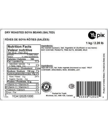 Yupik Dry Roasted Soya Beans (Salted) Crunchy Snack 1Kg - Buy Online on GoSupps.com