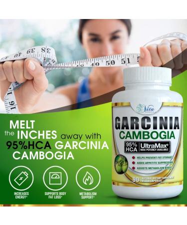 Vita Miracle Pure Garcinia Cambogia 95% HCA - Maximum Strength Formula for Fast Weight Loss - 90 Count Pack with Weight Loss E-Book - Buy Online on GoSupps.com