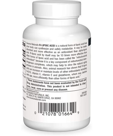 Source Naturals R-Lipoic Acid 100 mg - 60 Tablets for Antioxidant Support - Buy Online on GoSupps.com