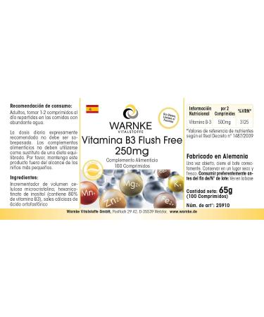 Vitamin B3 leave-in tablets - 250mg - vegan - 100 tablets | Warnke Vitalstoffe - Quality from German pharmacies - Buy Online on GoSupps.com