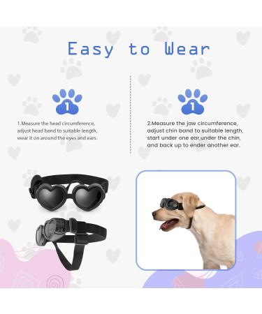 UV Protection Dog Sunglasses - Adjustable Windproof Heart Shape Glasses for Small Dogs | Waterproof Anti-Fitting Design in Black - Buy Online on GoSupps.com