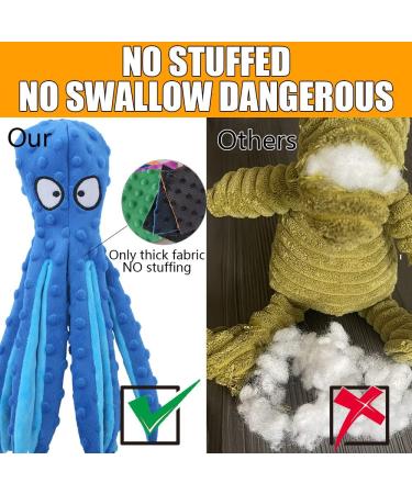 Squeaky Dog Soft Toy No Stuffed Octopus Dog Chew Toy with Crinkle Paper Plush Dog Teeth Cleaning Toy for Medium Large Dog (Blue) - Buy Online on GoSupps.com