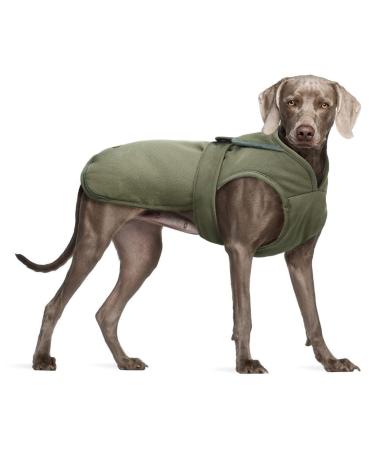 Kuoser Canvas Cold Weather Dog Coat for Winter, Reflective Dog Warm Fleece Jacket Water Repellent Windproof Dog Vest for Small Medium Large Dogs with Zipper Leash Hole XS-3XL X-Large (Pack of 1) Army Green