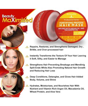 Arvazallia Fortifying Protein Hair Mask & Clarifying Shampoo Bundle - Professional Hair Detox Treatment for Dry/Damaged Hair - Buy Online on GoSupps.com