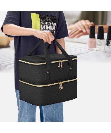 YARWO Nail Polish Organizer Bag - Double Layers Case for 40 Bottles, Adjustable Dividers, Ideal Mothers Day Gift - Black (Bag Only) - Buy Online on GoSupps.com