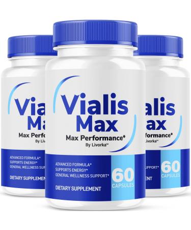 (3 Pack) Vialis Max Pills for Men - Official Vialis Max Premium Male Support Formula for Fast Acting Energy Endurance and Performance VialisMax Capsules Advanced Formula 180 Capsules for 3 Months