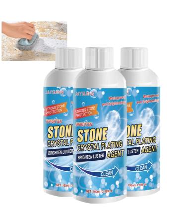 Stone Stain Remover Cleaner Marble Stone Cleaner Polishes Kitchen Marble Oil Stain Cleaner Crystal Plating Agen for Kitchen Patio Backyard Marble Cleaner and Polish (3pcs)