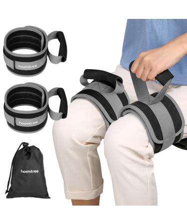 Hoomtree Leg Lifter Strap 2PCS for Limited Mobility Thigh Lifter Strap with Padded Grip and Loop Improve Range of Motion Knee Hip Surgery Recovery Aids for Disabled Get in and Out of Bed Wheelchair 2 pack Gray