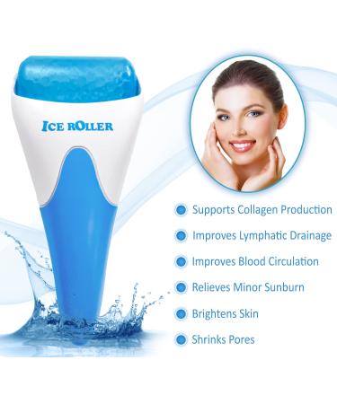 Face and Eye Silicone Ice Roller Set - Cryotherapy Skin Care for Puffy Eyes, Migraine Relief & Sunburn - Stainless Steel Head - Blue - Buy Online on GoSupps.com