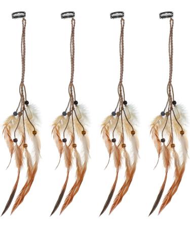 MWOOT 4Pcs Bohemian Feather Hair Clips - Indian Tassel & Beads Headdress for Halloween Party Decoration - Buy Online on GoSupps.com
